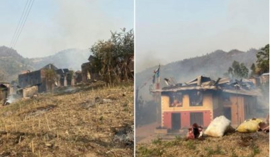 रोशी गाउँपालिकामा आगलागी, पन्ध्र घर नष्ट